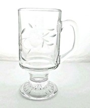 Princess House Heritage Crystal Glass Footed Etched Mug Cup Hot Cold Tempered - £7.94 GBP