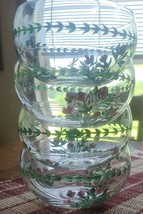 Set of 4 Vintage ~ Clear Glass ~ Hand Painted ~ Floral Design Bowls ~ 5.5&quot; Dia. - £27.95 GBP