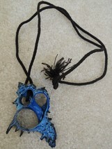 Pendant Shell on Black Rope Genuine Shell Blue Lacquered Necklace Vtg 80s - NWOT - £12.83 GBP