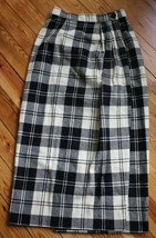 Vtg Abercrombie &amp; Fitch 6 Black White Plaid Wool Blend Midi Skirt USA - $43.70