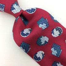 Christian Dior Monsieur Usa Tie Red Gray Silk Necktie Bubbles In Shapes ... - £12.37 GBP