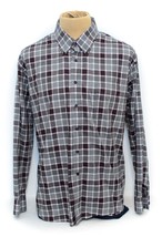 Bill &amp; Blass Men’s Gray Plaid Button Down Long Sleeve Shirt 2XL XXL - £8.40 GBP