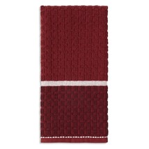 Siena Dark Red Kitchen Towels 2-Piece Absorbent Cotton Contrasting Color Border - £16.02 GBP