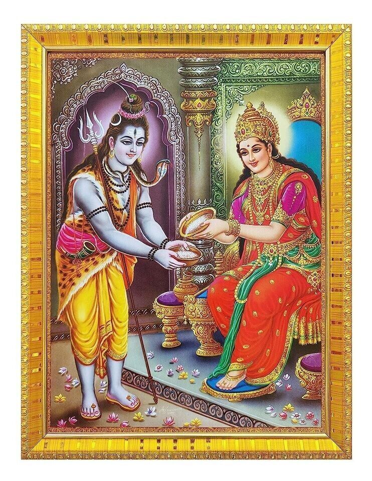 Load Shiva & Maa Annapurna Devi Sitting on Throne Photo Frame With