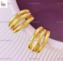 Pendientes Huggie Hoop de oro macizo real de 22 quilates con triple cuer... - £2,280.21 GBP