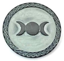 6&quot; Triple Moon Soapstone Altar Tile, Incense Burner or Candle Plate! - $23.71