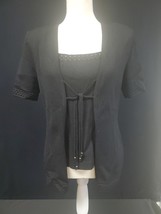 St. John Collection Santana Black Knit Sweater (Size 2) Tank (Size P) Set - $87.95