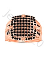 1.51 CT Black Spinel 14K Rose Gold Over Square Statement Band Pinky Ring - £35.85 GBP