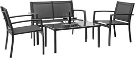 Devoko 4 Pieces Patio Furniture Set Outdoor Garden Patio Conversation, Black - $168.99