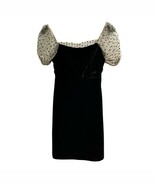 Camila Coelho Y2K Dress XS Black Velvet Heirloom Tulle Polka Dot Puff Sl... - €50,74 EUR