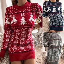 Tight-fitting Sexy Christmas Theme Jacquard Long-sleeved Knitted Dress - £34.45 GBP