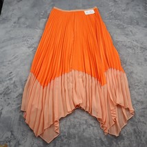 French Connection Skirt Womens S Neon Orange Ali Pleated Midi Casual Bottoms - £18.18 GBP