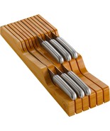 In-Drawer Knife Block Organizer - Bamboo Wood Drawer Knife Organizer - H... - £31.43 GBP