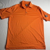FootJoy FJ Polo Shirt Sz M Orange Short Sleeve Golf Stripes River bend Club - £12.50 GBP