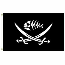 2x3 Black Pirate Fish Flag Swords Banner Boat Beach Jolly Roger USA 100D America - $12.98+