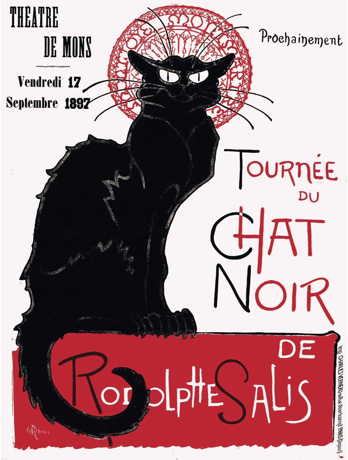 Decoration Poster.Room Interior art design.Black cat.Chat Noir.french.7423