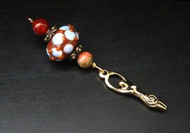 Red Carnelian and Unakite Earth and Water Gold Birth Goddess Blessingway Bead -  - £12.78 GBP