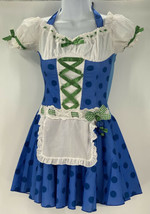 Leg Avenue Women&#39;s Dress Garden Girl White Blue Polka Dots Costumes JR M/L - £18.79 GBP