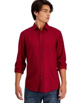 Alfani Men&#39;s Long-Sleeve Paloma Medallion-Print Shirt Red Heather - Small - $19.99