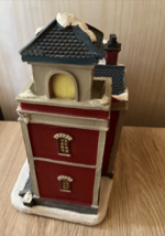 Christmas Village Animated Fire Station  Pre-lit Musical Snow Village Collectibe - £110.80 GBP
