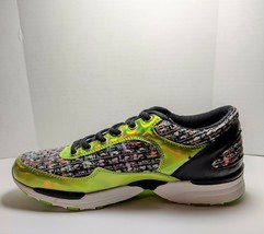 Qupid Women&#39;s Black &amp; Neon Lime Fashion Sportie Patterned Sneaker Size 8... - £14.01 GBP