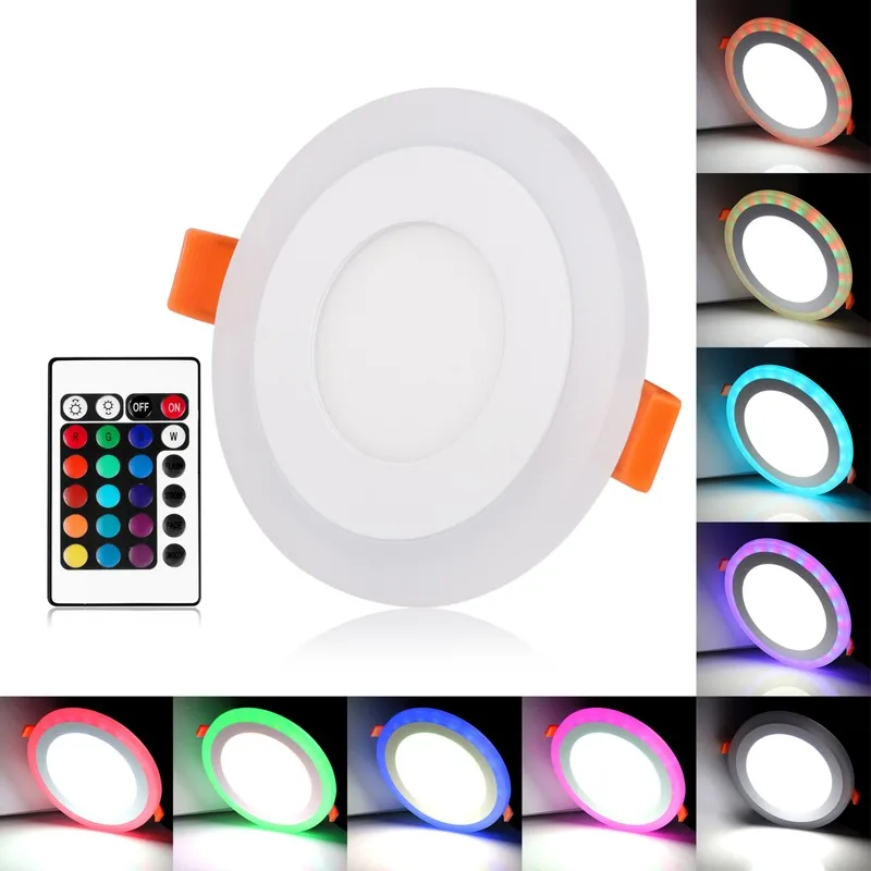 Ultra Slim 3/6/12/16/24W Round Concealed Dual Color LED Panel Light Cool White L - £132.81 GBP