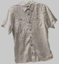 $9.99 Patagonia White Squares Short Sleeve Men&#39;s Hemp Organic Pockets Shirt S - £7.90 GBP