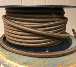 14 Gauge Cloth Covered 3-Wire Cord, Brown Color- Electrical Power Cable Per Foot - £2.45 GBP