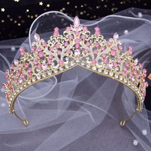 Crystal Wedding Crown | Silver White Green Red Purple Blue Pink Crystal ... - £25.57 GBP