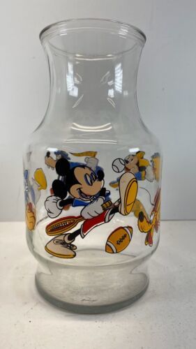 DISNEY Vtg Mickey Minnie Donald Carafe Pitcher Decanter GLASS vase No Lid - $7.53