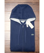 Lacoste SH1613 Men&#39;s Navy Fleece Cotton Hooded Jacket Hoodie Big &amp; Tall ... - £51.07 GBP