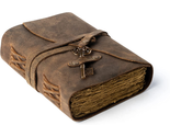 Vintage Leather Journal Lined Pages with Key - Antique Handmade Deckle Edge - £47.54 GBP