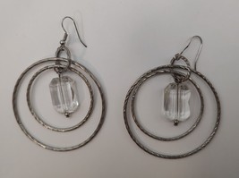 Avon Hoop Earrings with Clear Bead Accent - £4.75 GBP