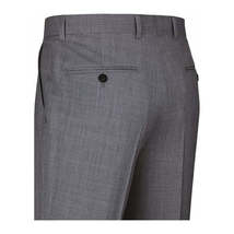 Men Renoir Flat Front Pants 100% Wool Super 140's Classic Fit 508-3 Mid gray image 4