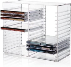 CD Storage Box Rack Holder Stacking Tray Shelf DVD Disk Case Space Organizer - £24.01 GBP