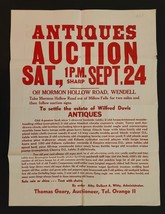 1955 antique ANTIQUES AUCTION BROADSIDE wendell ma WILFRED DAVIS ESTATE ... - $123.70