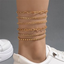 18K Gold-Plated Rope-Chain Anklet Set - £11.95 GBP