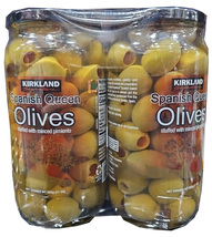 Kirkland Signature Pimento Stuffed Spanish Queen Olives, 21 Ounce Jar (2 Pack) - $29.50
