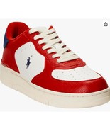 Ralph Lauren Masters Court Retro Red White Polo Pony Leather Sneakers Mn... - $177.78 CAD