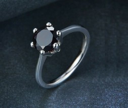 Elegant 925 Sterling Silver 2.25CT Fine Natural Black Garnet Gemstone Ring - £79.92 GBP
