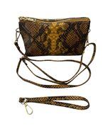 Jenn &amp; Co Snake Print Crossbody Bag Brown Gold Convertible Wristlet Clut... - $16.20