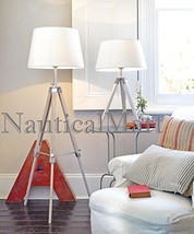 Floor Lamp Natural Wooden Tripod Table Lamp Classical Industrial Floor L... - $280.00