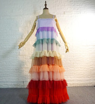 Rainbow Maxi Tutu Dress Gown Women Custom Plus Size Loose Rainbow Tutu Dress