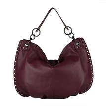Bordeaux Studded Leather Handbag Made In Italy - $99.99