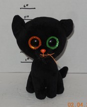 Ty Shadow the Halloween Cat 6&quot; Beanie Babies baby Boo plush toy Black Orange - £7.75 GBP