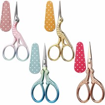 4 Pieces Embroidery Scissors Sewing Stork Scissors And 4 Pieces Leather ... - $31.99