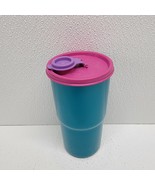 Tupperware Thirstquake Tumbler 30oz Teal Cup Purple Pink Flip Top Lid 2414 - $21.57 CAD