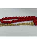 coral silver tasbih prayer rosary 12 grams 33 beads 16 cm 6.5&quot; - £60.88 GBP