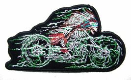SKELETON W FEATHER BONNET MOTORCYCLE PATCH P8200 NEW jacket BIKER EMBROI... - $9.49