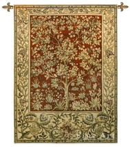 53x77 TREE OF LIFE Ruby Red William Morris Art Tapestry Wall Hanging  - £372.90 GBP